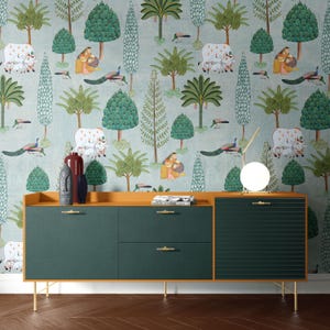 Vintage Indian Wallpaper Mural Peel And Stick Wallpaper Jaipur Garden Wall Mural Tropical Accent Wall Removable Wallpaper Botanical Green