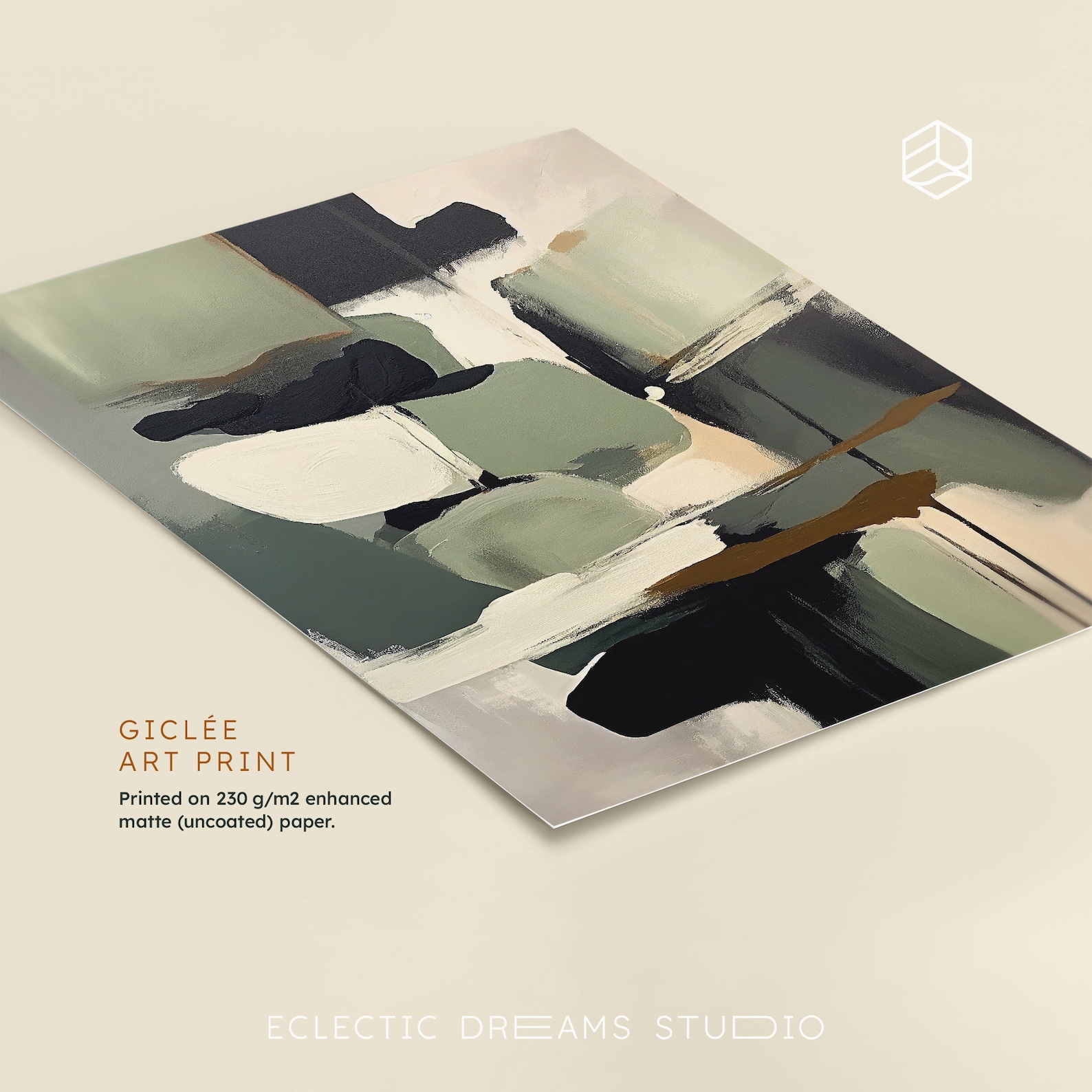 Sage Green Decor Set of 3 Japandi Abstract Art Print Big Textured Wabi ...