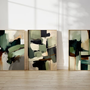 Sage Green Decor 3er-Set Japandi Abstrakter Kunstdruck Großes strukturiertes Wabi Sabi Neutrales Wandkunst-modernes minimalistisches ästhetisches Plakat