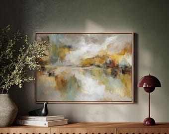 Minimalist Landscape Canvas Art Horizontal Print Abstract Japandi Large Wall Art Living Room Decor Calming Framed Art Wabi Sabi Wall Art
