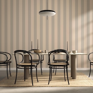 Carta da parati a righe beige Japandi, stacca e attacca, carta da parati minimalista, design d'interni Zen, murale a strisce verticali neutre e rilassanti