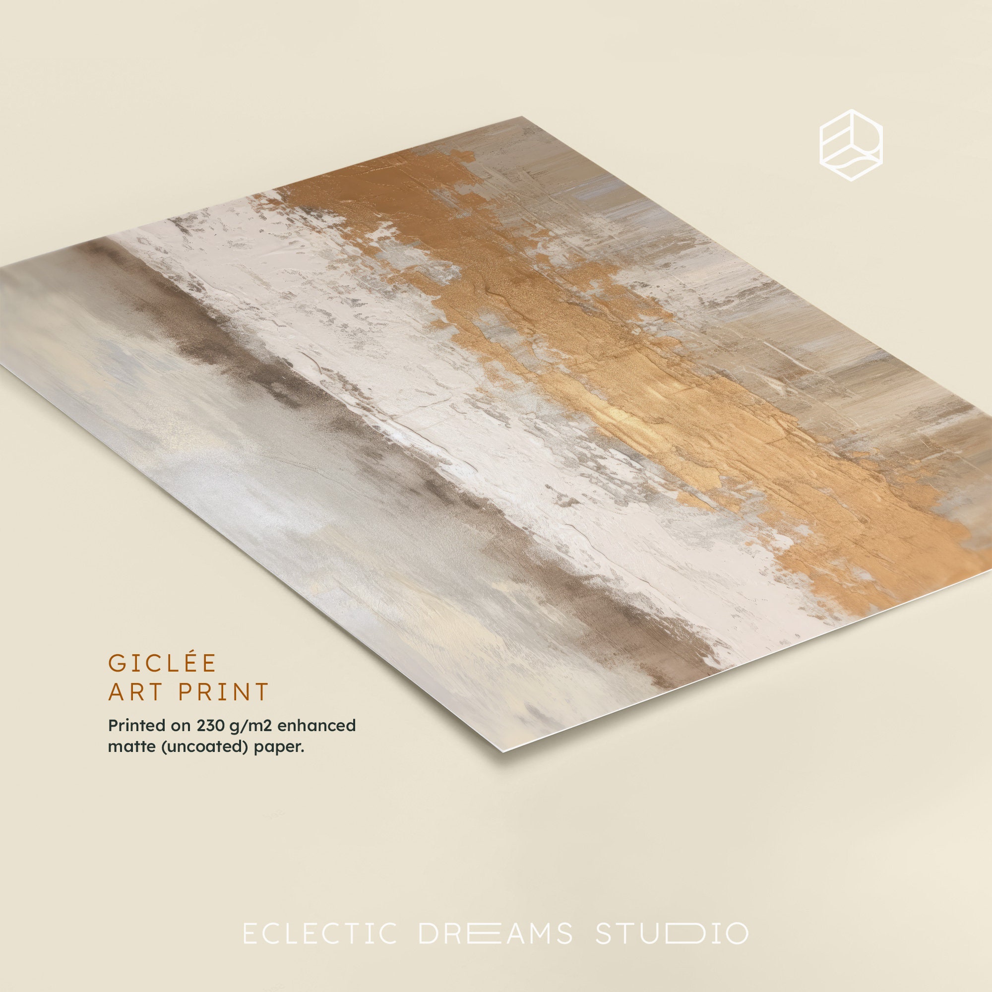 Neutral Minimalist Japandi Art Print Beige Gold Textured Look Aesthetic ...