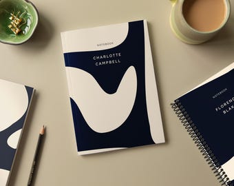 Custom Notebook Abstract Shape Journal With Name Corporate Gift Personalized Modern Notebook Personalized Diary Elegant Book Lover Gift