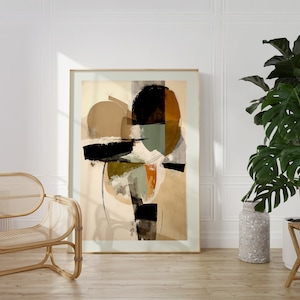 Japandi Abstrakter Kunstdruck Moderne minimalistische Kunst Terrakotta Wabi Sabi Neutral Wandkunst Beige ästhetisches Plakat über dem Bett-Dekor