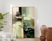 Japandi Abstract Art Print Neutral Wabi Sabi Wall Art Muted Sage Green Colors Modern Minimalist Art Japandi Wall Art