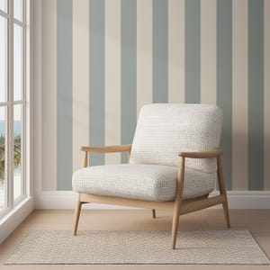 Carta da parati a righe blu costiere, stacca e attacca, parete decorativa nautica, carta da parati beige in stile Hamptons, carta da parati per soggiorno, carta da parati per bagno in casa sulla spiaggia