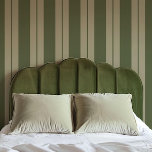 Green Art Deco Wallpaper Peel And Stick Mid Century Modern Wallpaper Retro Vertical Pinstripe Wallpaper Classic Stripes Interior Design