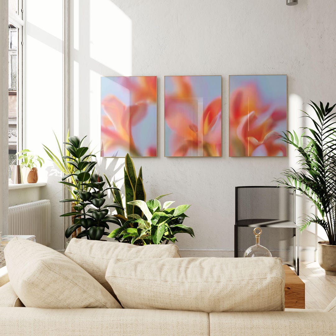 Abstract Floral Triptych Wall Art - Modern Botanical Set of 3 ...