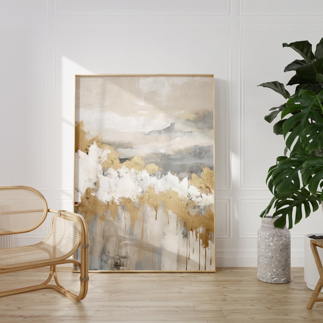 Japandi Neutral Wall Art Wabi Sabi Abstract Art Print Beige Gold ...