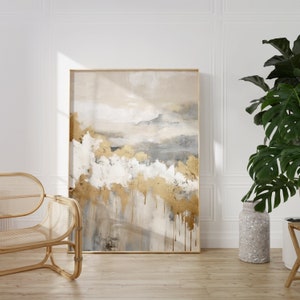 Japandi Neutral Wall Art Wabi Sabi Abstract Art Print Beige Gold Minimalist Canvas Modern Aesthetic Poster Textured Brush Strokes
