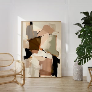 Art mural contemporain minimaliste moderne rose fard à joues neutre Art mural Wabi Sabi Art abstrait Japandi impression coup de pinceau affiche scandinave