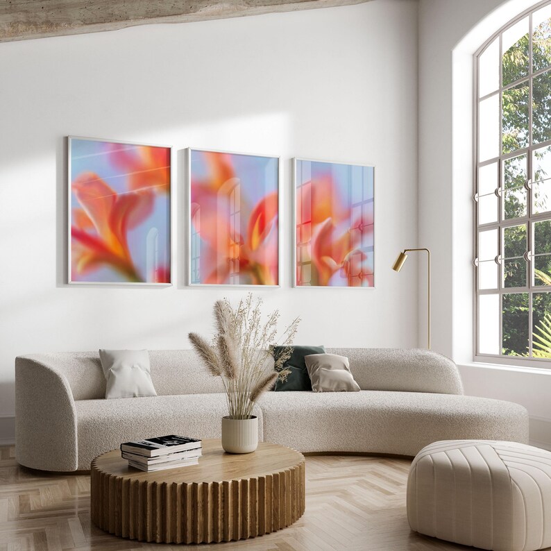 Abstract Floral Triptych Wall Art - Modern Botanical Set of 3 ...