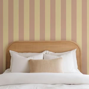 Cabana Striped Wallpaper Peel And Stick Coastal Beach House Wall Mural Mediterranean Summer Decor Warm Retro Pink Stripe Wallpaper Yellow