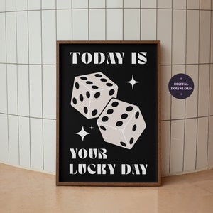 Dobbelstenen Wall Print, Lucky Dice Poster, Trendy Wall Art, College Dorm Decor, Retro Wall Art, Fun Preppy Wall Art, Funky Poster, DIGITALE DOWNLOAD