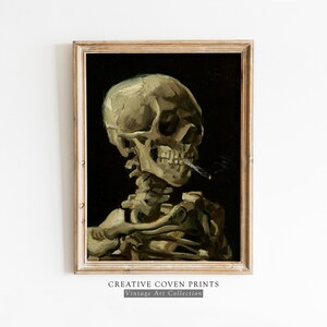 Vintage Skeleton Print | Moody Painting | Dark Academia Decor | Gothic Home Decor | Dark Vintage Art | Vintage Painting | Digital Download