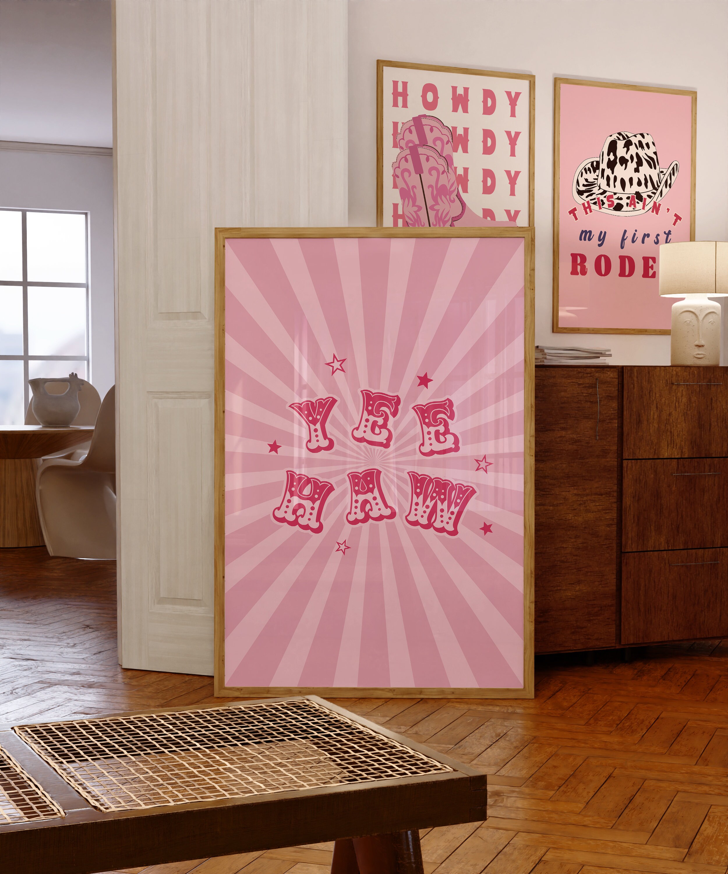 retro cowgirl art prints - set of 3 - digital download... Pink Cowgirl Printable Art, Yee Haw Print, Retro Western Art, Preppy ...