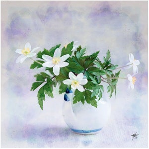 Lámina decorativa, Lámina decorativa de flores, Estampado de arte floral, Póster flores y jarrón, Ilustración flores, Póster ilustración naturaleza,