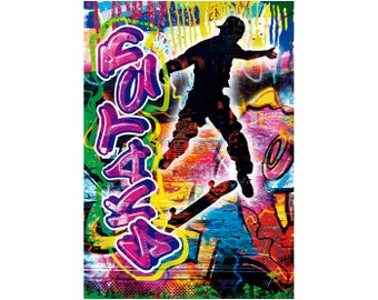 Póster de grafiti skater: Arte urbano colorido (descarga digital)