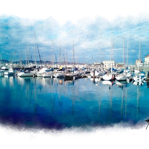 Decorative sheet, marine sheet, Marine landscape, Port painting, Boat painting, Modern art poster, Canvas painting, Marine wall decoration,