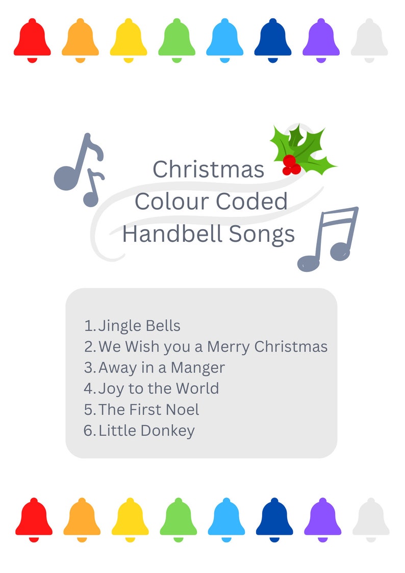 6 Colour Coded Handbells Christmas Songs Etsy