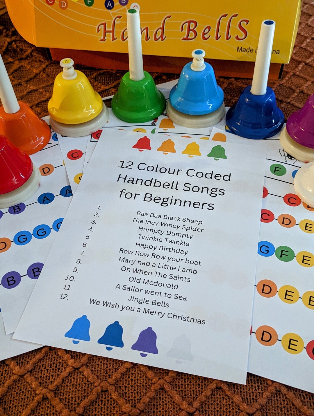 12 Colour Coded Handbell Song Sheets Etsy