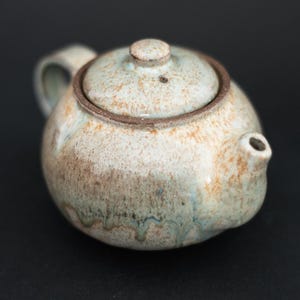 Small Handmade Ceramic Teapot – Rustic Drip Glaze Pottery for Tea Brewing with Earthy Accents, Small Artisan Pottery Teapot