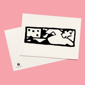 Postcard &quot;Run&quot; linocut