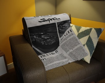 Toyota Supra News paper Fleece Blanket