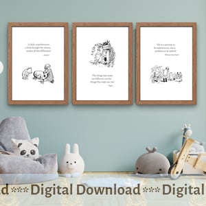 Winnie the Pooh Printable Nursery art, Set of 3, wall art print, Digital download, traditional, Home Decor. Baby Shower, Inspirational quote