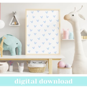 Disneyland Pattern Printable Wall art, Téléchargement numérique, Pattern Design, Minimalist Art, Modern Wall art, Home Decor. Tête de Mickey, chambre d'enfant