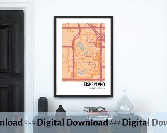 Disneyland California Map Printable Wall Art Digital - Etsy