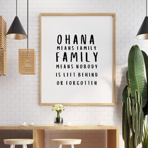 Ohana family Typography art, Minimalist art print, Digital download Home Decor. lilo and stitch Printable Quote - Oahu Design - Hawaii