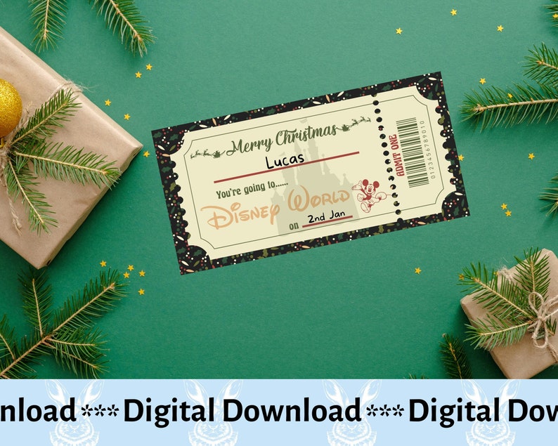 Printable DISNEYLAND Gift Ticket - Surprise Reveal. Digital Download. 4 ...