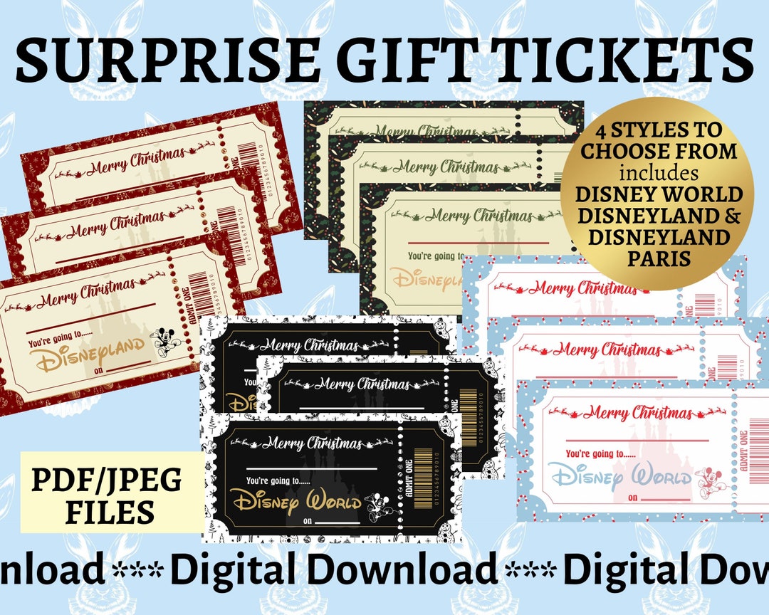 Printable DISNEYLAND Gift Ticket - Surprise Reveal. Digital Download. 4 ...