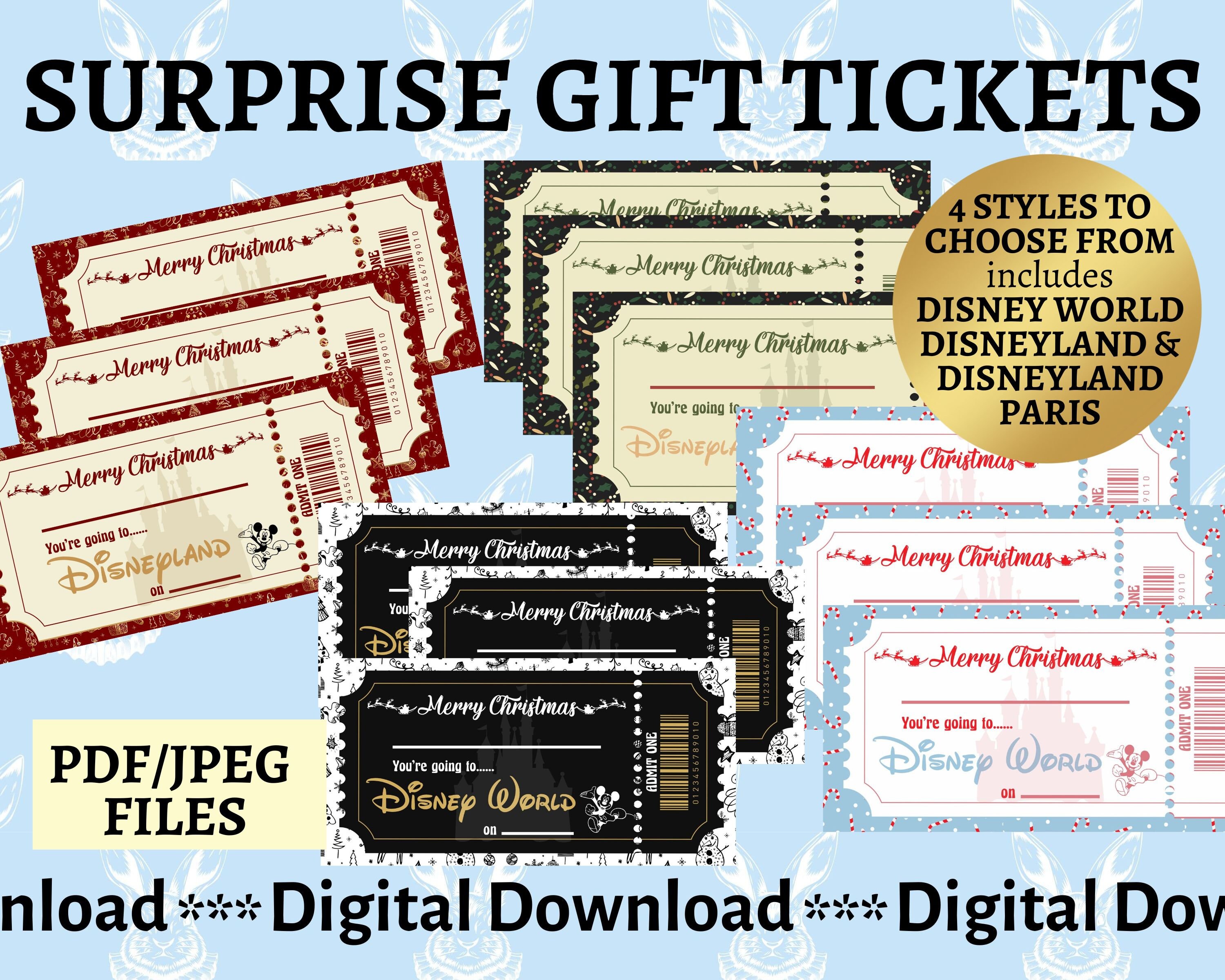 Printable DISNEYLAND Gift Ticket - Surprise Reveal. Digital Download. 4 ...