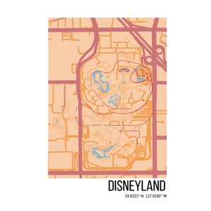 Disneyland California Map, Printable Wall Art, Digital Download ...