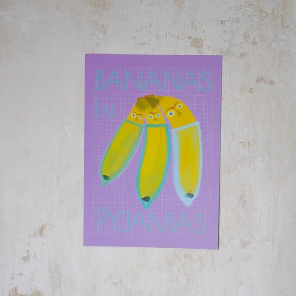 Plátanos en pijama - Impresión Din A4, Impresión artística, Impresión digital