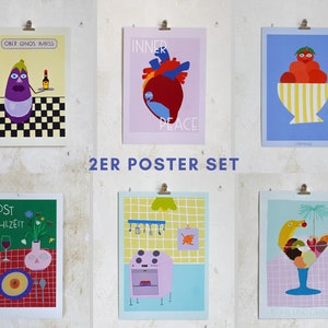 Juego de 2 carteles: de libre elección, instrucciones en la descripción, impresión artística, póster Din A3, decoración de pared, impresión digital de alta calidad