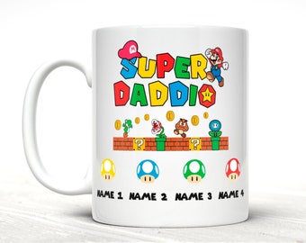 Super Mario Daddio Fathers Day Mug, Daddy Gift, Fathers Day, Birthday Gift, Dads Mug, Personalised Gift, Gamer Gift for him, Super Mario