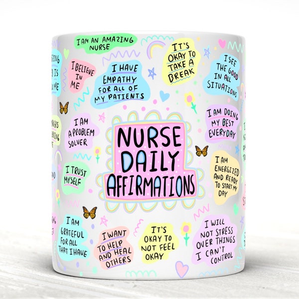 Taza de afirmación de enfermera, taza de enfermera, regalos de enfermera, agradecimiento de enfermera, regalo de mentor de enfermera, regalo del NHS, regalo de afirmación de enfermera, taza de colega