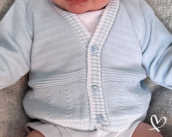 Baby Boys Knitted cotton cardigan-Baby cardigan-Newborn cardigan-Baby gift-Coming home cardigan-Baby essential cardigan-New Baby cardigane