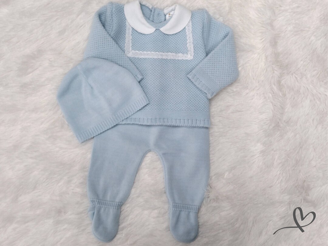 Newborn Baby Boy Spanish Style Outfit Baby Knitted Outfit Set With Hat