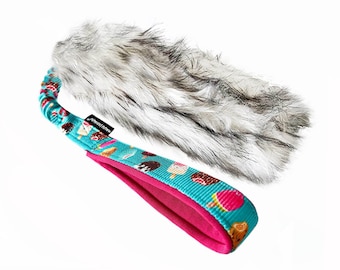 Giocattolo per cani elastico corto HAUU/MIAUU® MIDI, giocattolo elastico per cani, Ice Cream Dream Turquoise, fucsia