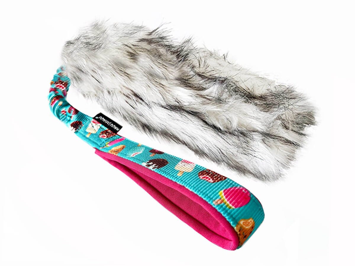 HAUU / MIAUU® MINI Bungee Corto giocattolo da rimorchiatore per cani / Ice Cream Dream Turchese / Fucsia Bungee manico flessibile / giocattolo per cani