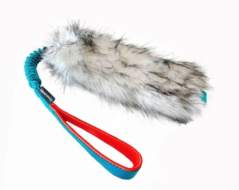 HAUU / MIAUU® MINI Bungee Short Tug giocattolo per cane / Manico flessibile Teal Bungee / Pelliccia sintetica / giocattolo bungee / forte giocattolo per cani