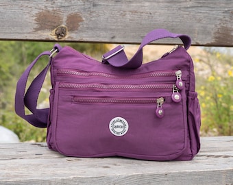 Purple Messenger bag, Water Residence Bag, Crossbody Bag, Purse, Women, Diaper Bag, Womens Bag Handmade, Books Messenger bag, College Bag