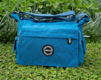 Water-Resistant Nylon Crossbody Bag, Handmade Messenger Bag