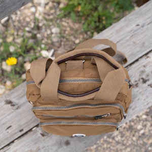 Brown Nylon Backpack, Laptop College Bag, Handmade in USA image 5