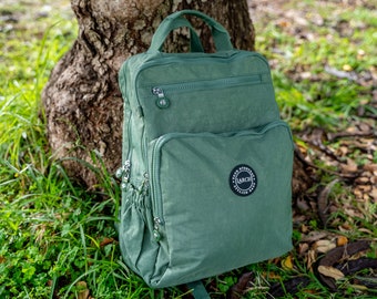 Grüner Outdoor Rucksack, klassischer Rucksack, Rucksack für Sie & Ihn, 15 Zoll Laptop Rucksack, College City Rucksack, täglicher Gebrauch, Arbeit, Sporttasche