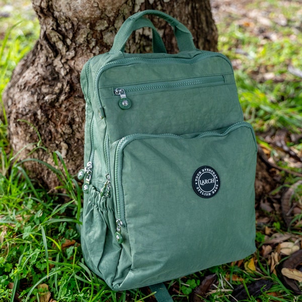 Green Outdoor Backpack, Classic Backpack, Backpack for Her & Him, 15" Laptop Backpack, College City Backpack, Daily Use, Work, Sports Bag